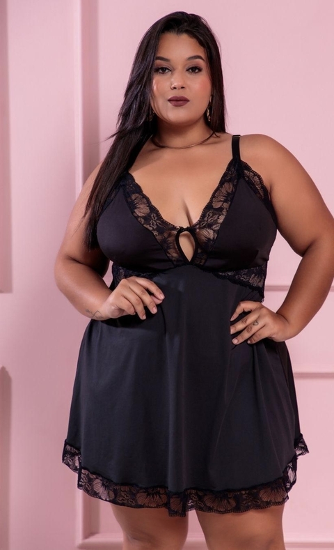 CAMISOLA DE LIGANETE COM DECOTE DE RENDA PLUS SIZE ACOMPANHA FIO RENDADO