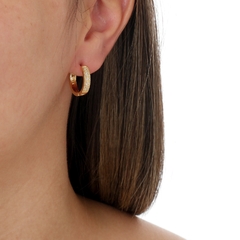Argola Click Zircônias Banhado a Ouro 18k - Gabi Joias