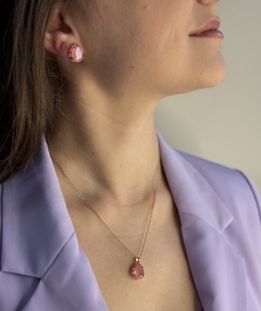 Conjunto Gota Rosa Banhado a Ouro 18k - comprar online