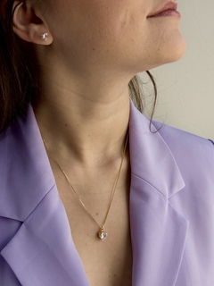 Conjunto Coração Cristal Banhado a Ouro 18k - comprar online