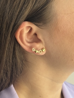 Earcuff Corações Liso e Cravejado Banhado a Ouro 18k - comprar online