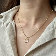 Conjunto Coração 3 Zircônias Banhado a Ouro 18k na internet