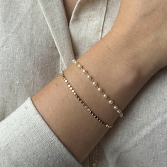 Pulseira Dupla Esferas + Pérolas Banhada a ouro 18k - comprar online