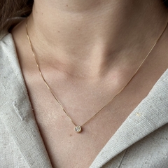 Colar Bolinha Cravejada Banhado a Ouro 18k