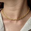 Choker Trança Elo Oco Banhada a Ouro 18k