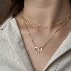 Colar Coração Vazado Banhado a Ouro 18k - comprar online