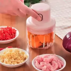 Mini Processador Elétrico De Alho 3 Lâminas 45w - Rosa - MUITO MAIS PRESENTES E UTILIDADES