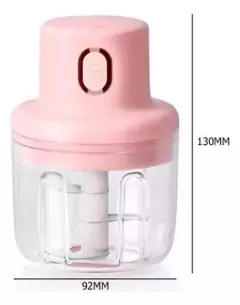 Mini Processador Elétrico De Alho 3 Lâminas 45w - Rosa