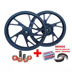 Par Rodas Liga Leve Rodao Jante Esportiva Cg 150 160 Titan Fan Cargo Start 5 Palitos Pé De Galinha Disco Com Rolamentos E Lona de Freio