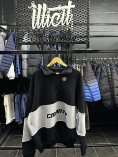 POLO NEGRO CON GRIS