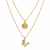 Colar duplo patinha gatinho dourado
