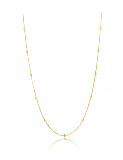 Colar Longo Com Bolinhas Douradas Em Semijoia 80 Cm