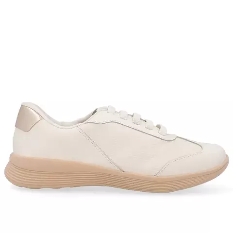 TÊNIS FEMININO CASUAL COURO MARFIM - USAFLEX