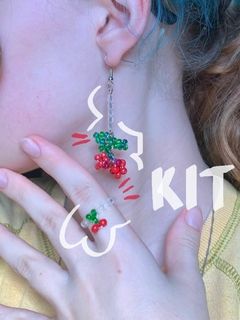 Kit - brincos e anel de cereja