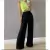 Calças pantalona cintura alta tecido duna com bortao e zíper tem bolso - Posh