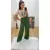 Calças pantalona cintura alta tecido duna com bortao e zíper tem bolso