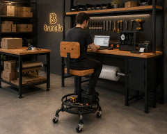 Silla de Trabajo Industrial con Rejilla Porta Herramientas Brunella - tienda online