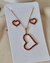 Kit Colar e Brinco Coração Vazado Vermelho