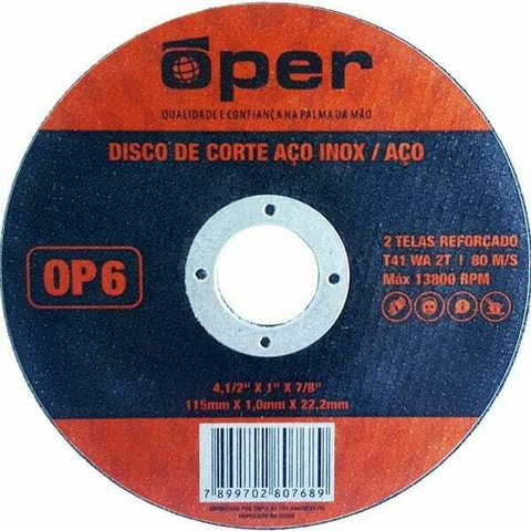 DISCO CORTE INOX OPER 4,1/2X1X7/8