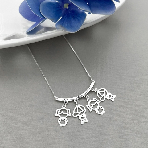Colar de Prata Personalizado 5 Filhos com Nome - Prata 925