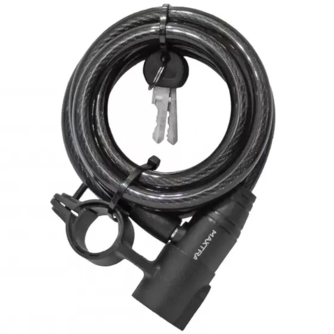 Cadeado Espiral c/ Chave 12mm X 1m Fume para Bicicleta - Maxtrava