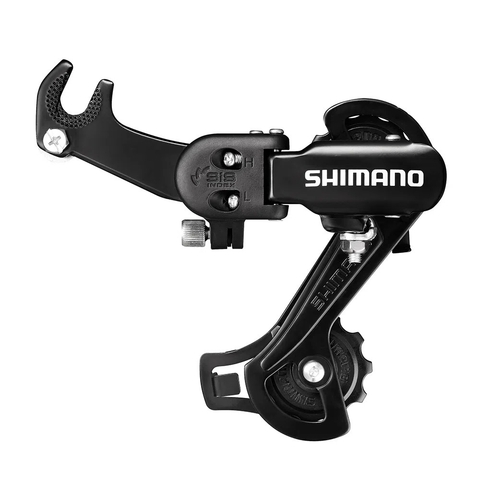 Câmbio traseiro Shimano, modelo Tourney RD-Tz31-A GS, projetado para 6 e 7 velocidades.Inclui gancheira.
