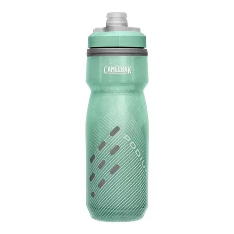 Garrafa de hidratação verde da marca CamelBak, modelo Podium Chill, com capacidade de 0,62L, edição 2019.