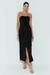 VESTIDO MIDI TOMARA QUE CAIA COM DETALHES BABADOS PRETO- ZEN - comprar online