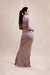 VESTIDO LONGO COM ABERTURA DECOTE E OMBRO GOLA ALTA LILÁS- ZEN - ENNE Boutique