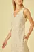 Vestido decote v em linen bordado Cori - comprar online