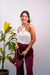 Calça pantalona com fivela dourada - comprar online