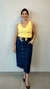 Saia jeans evasê midi