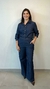 Calça pantalona jeans pesponto