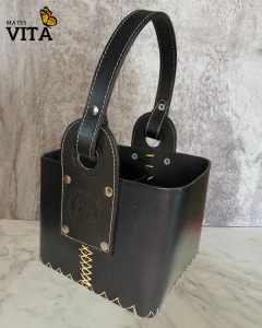 Canasta 100% cuero - Negro - comprar online