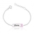 Pulseira Personalizada Infantil Chapa Menina Rosa PRATA 925