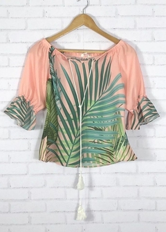 Blusa Feminina Estampa Folhas M - Toda Linda Moda Feminina