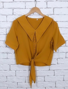 Blusa Feminina Gola Puritana Botões P - comprar online