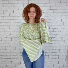 Blusa Manga Longa Verde Menta Círculos G