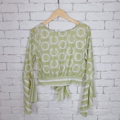 Blusa Manga Longa Verde Menta Círculos G