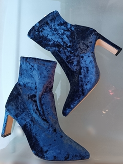 Bota Salto de Veludo Azul