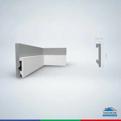 Zócalo XPS ZB58 blanco 2 m - Placas del Sur