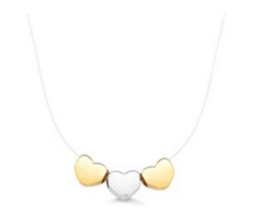 Colar fio de nylon com Trio de Corações