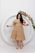 Vestido plus - Decote V - Nude - com manga - comprar online