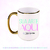 Caneca de Cerâmica Branca 325ml com Alça e Base Cromada Personalizada