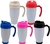 CANECA SEMI TÉRMICA DE POLIMERO - BRANCA COM TAMPA COLORIDA - comprar online