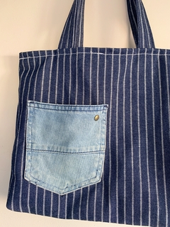 Bolso jean rayado - comprar online