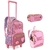 Kit Mochila de Rodinha Lancheira e Estojo Feminina Nice
