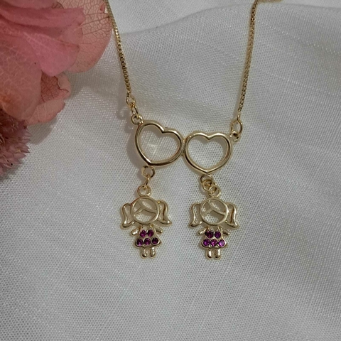 Colar 2 Filhos com Banho Ouro - comprar online