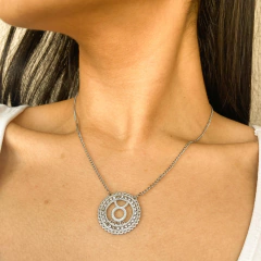 Corrente Aço Inoxidavél Zirconia Signo Touro - comprar online