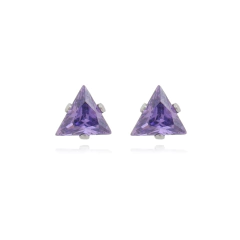 Brinco Triangulo Aço304 Inoxidável Zirconia 4mm - AUTHENTIC EVOLUTION COMERCIO ATACADISTA E VAREJISTA DE PEDRAS PRECIOSAS LTDA